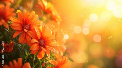 Bokeh and lens flare on a summery orange background.