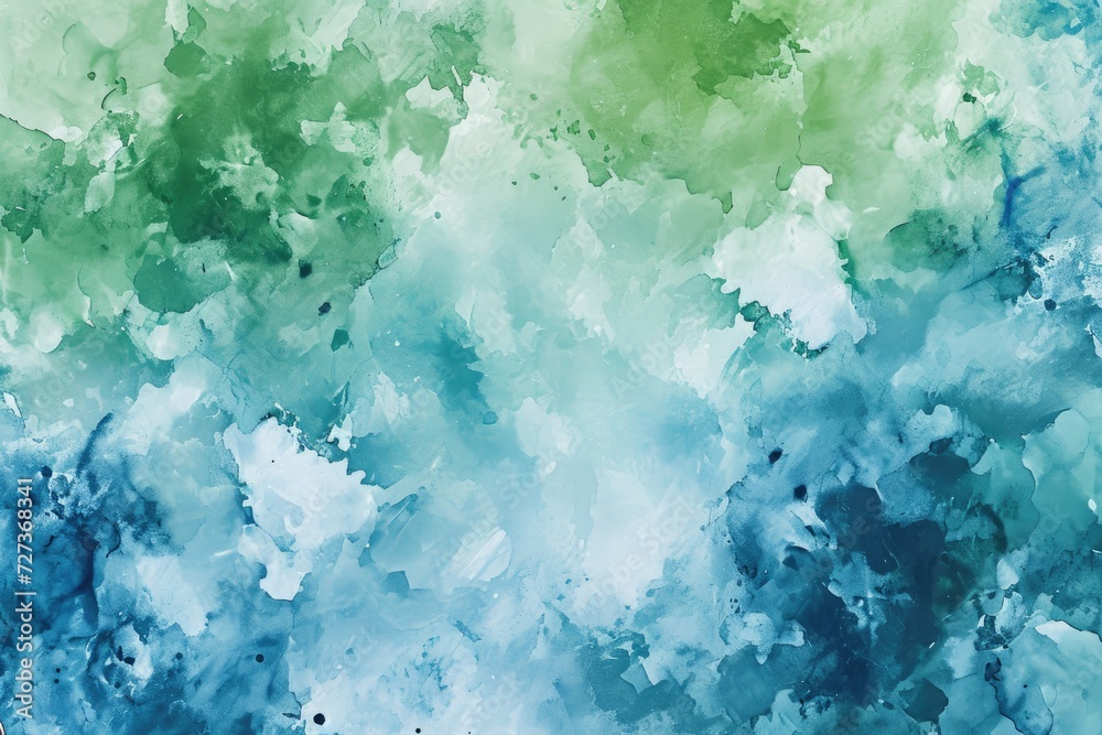 An abstract painting featuring a vibrant mix of blue and green colors in dynamic patterns, A calming watercolor abstract background in cool blues and greens, AI Generated