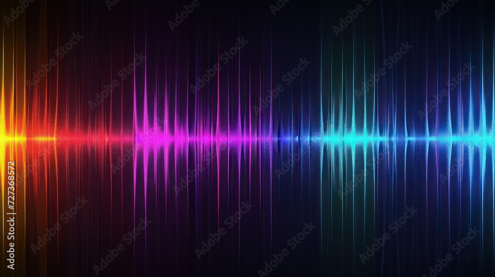 Vibrant soundwave background with futuristic RGB design and neon wave lights.