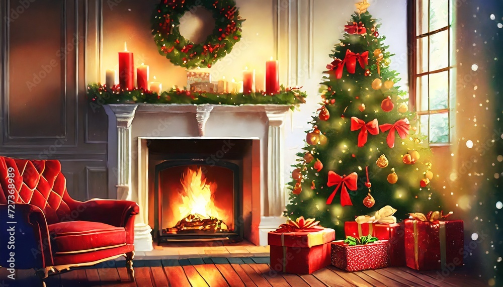 christmas tree with fireplace christmas tree with fireplace