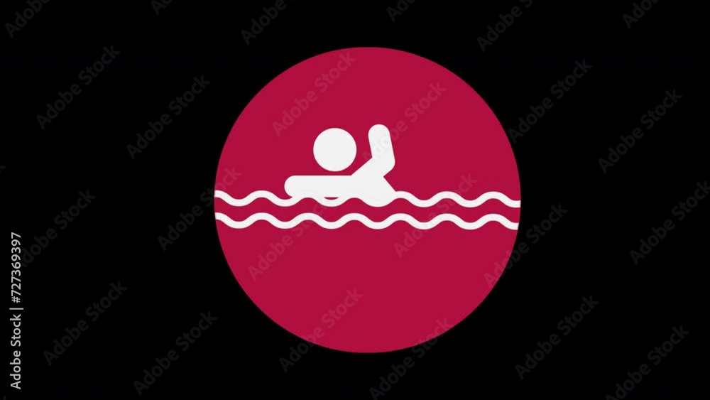 Pictograma de los Juegos Olímpicos de lado derecho con el deporte natación en aguas abiertas con alpha en un circulo rojo Pictograma de los Juegos Olímpicos de lado derecho con el deporte natación en aguas abiertas con alpha en un circulo rojo