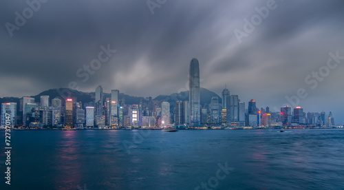 Photography Hong Kong Island business district during an cloudy evening