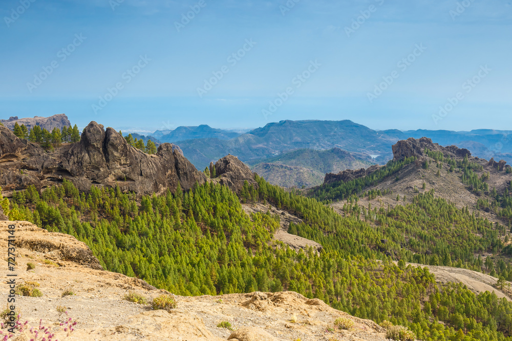 Landscape of the volcanic island of gran canaria, Canary Island, Spain
