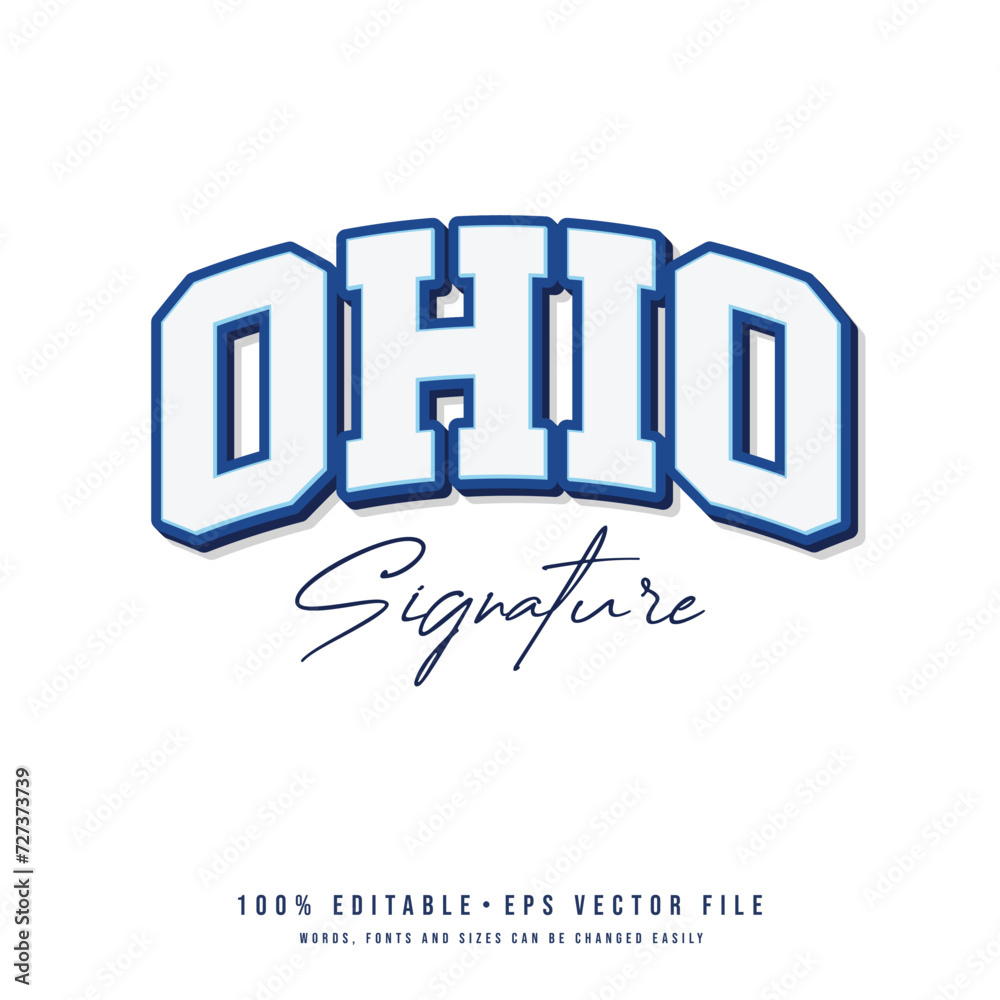 Ohio text effect vector. Vintage editable college t-shirt design printable text effect vector
