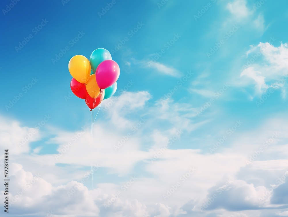 Fototapeta premium Balloon Lifting Off Aspiration and Freedom Isolated on White Background AI Generated