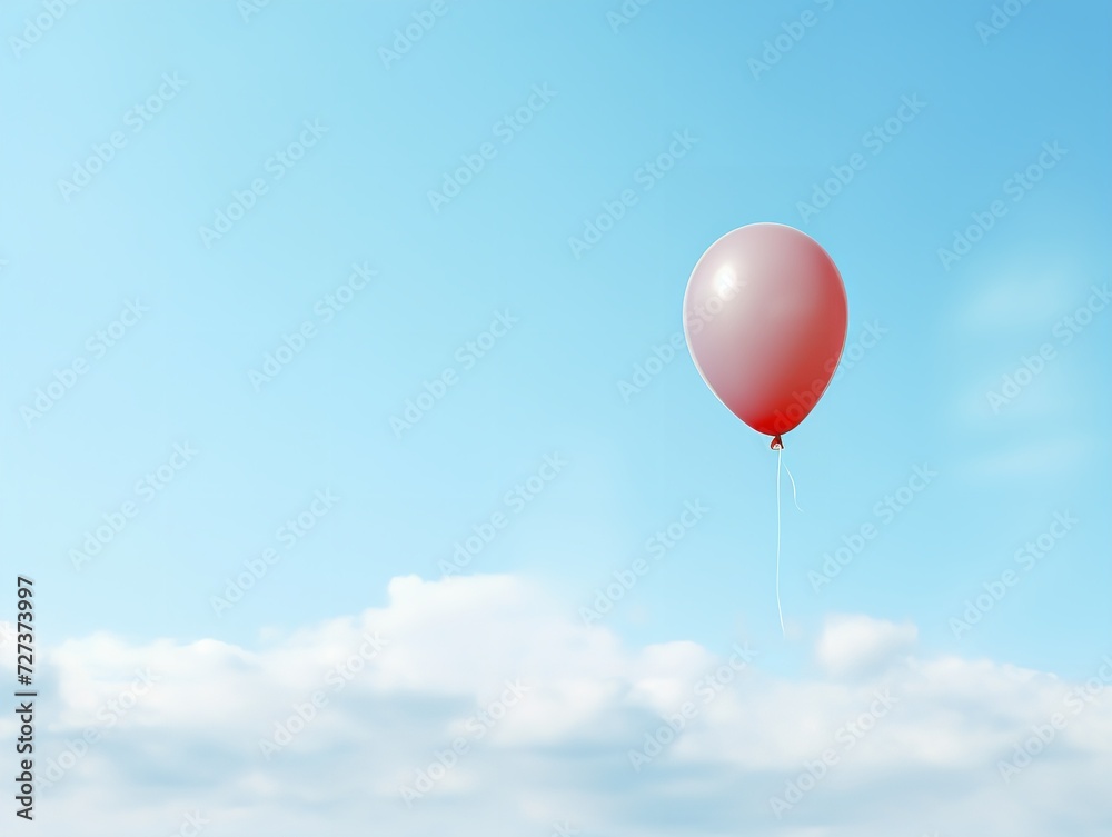 Fototapeta premium Balloon Lifting Off Aspiration and Freedom Isolated on White Background AI Generated