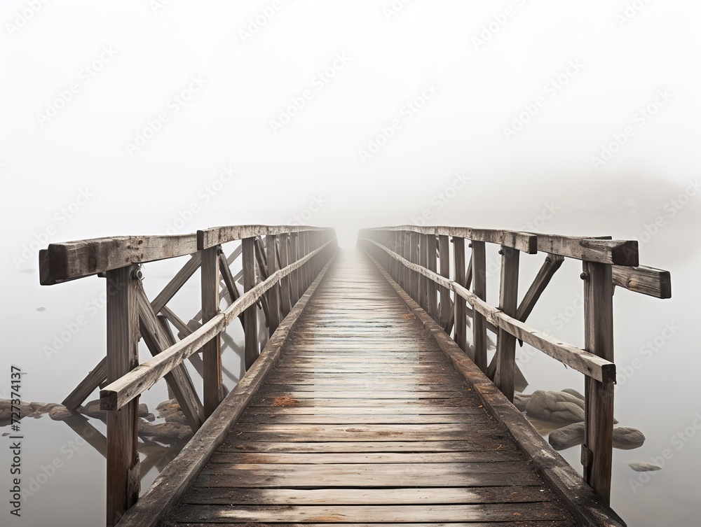 Obraz premium Bridge Connecting Two Shores Unity and Passage Isolated on White Background AI Generated