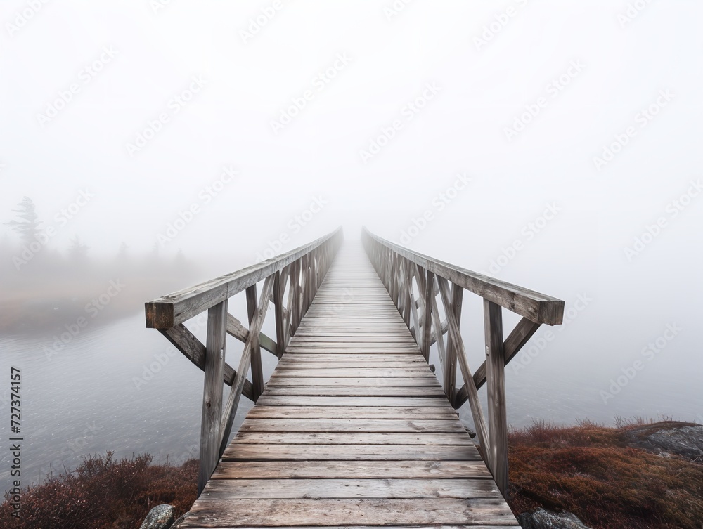 Obraz premium Bridge Connecting Two Shores Unity and Passage Isolated on White Background AI Generated