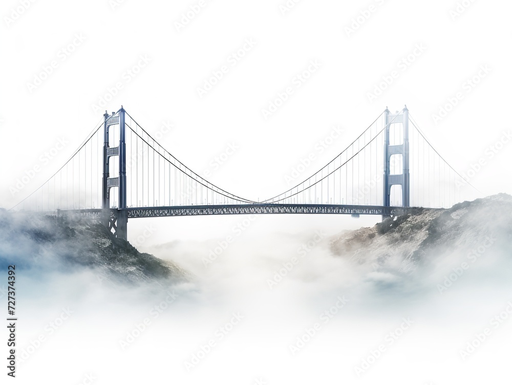 Fototapeta premium Bridge Connecting Two Shores Unity and Passage Isolated on White Background AI Generated