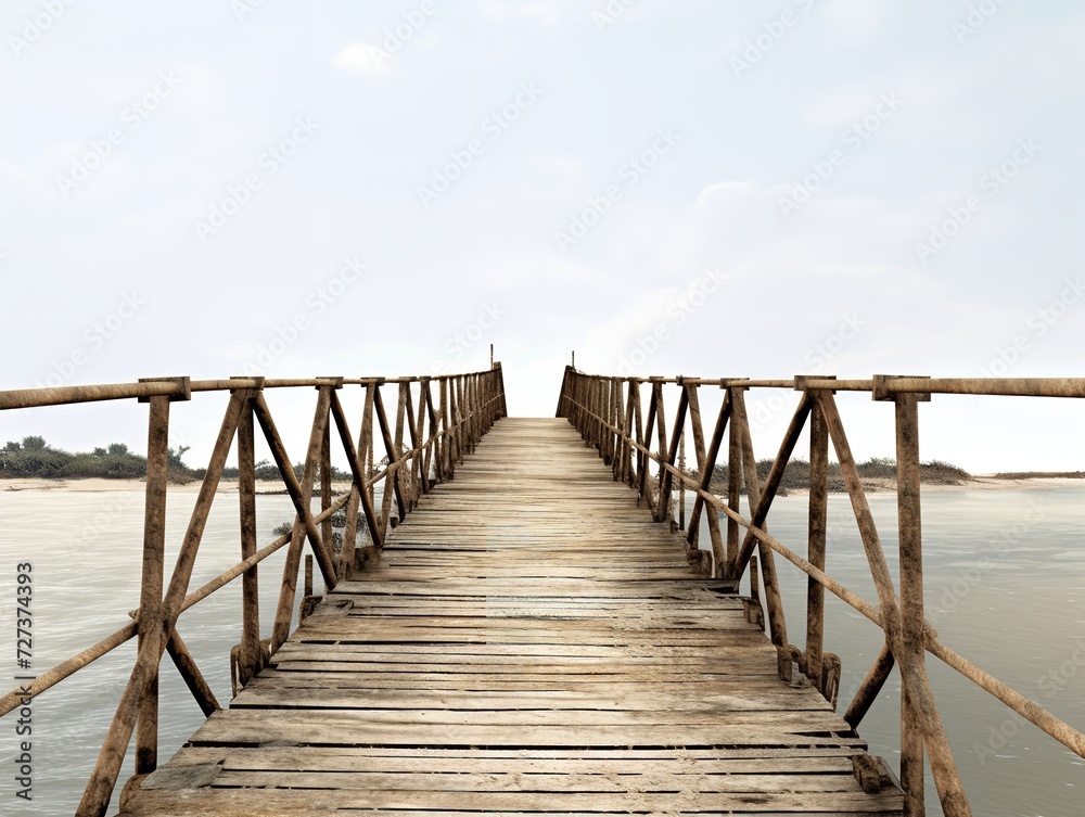 Bridge Connecting Two Shores Unity and Passage Isolated on White Background AI Generated
