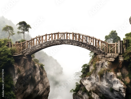 Bridge Connecting Two Shores Unity and Passage Isolated on White Background AI Generated