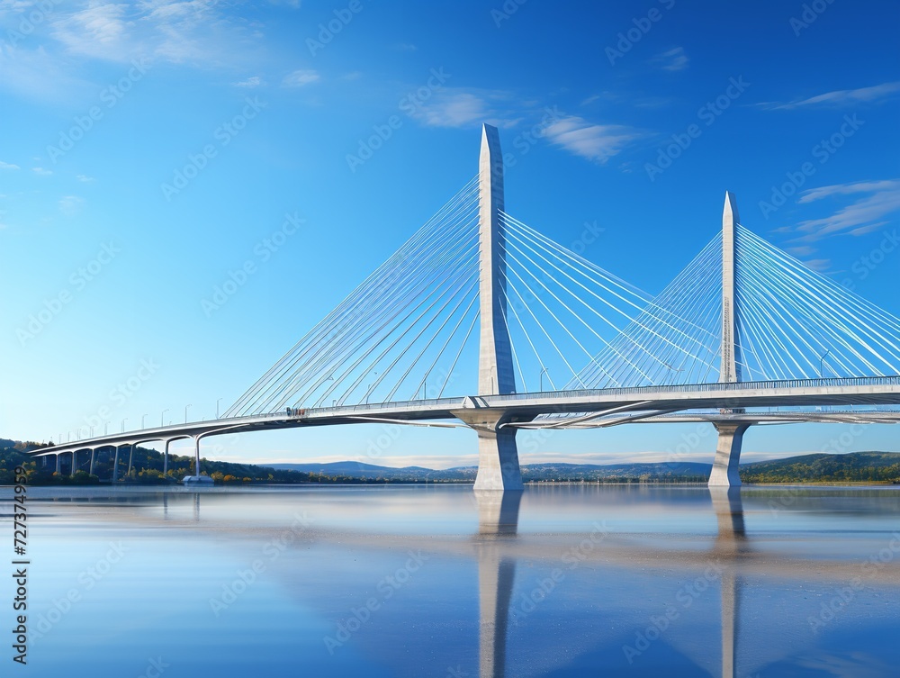 Bridge Connecting Two Shores Unity and Passage Isolated on White Background AI Generated
