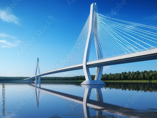 Bridge Connecting Two Shores Unity and Passage Isolated on White Background AI Generated