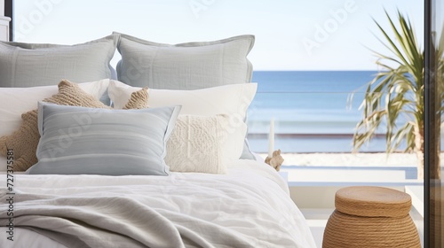 Use linen or cotton bedding for a relaxed and breezy look, evoking the feeling of coastal livingar