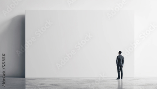 Businessman looking at blank billboard - business concept