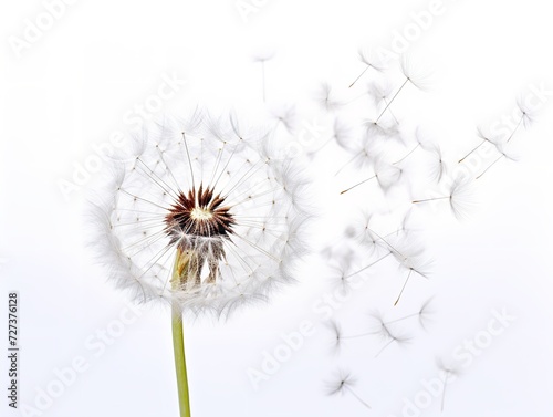 Dandelion with Seeds Blowing Change and Renewal Isolated on White Background AI Generated