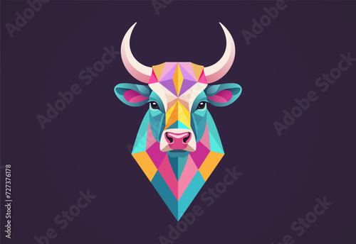 Geometric bull head logo design vector illustration
