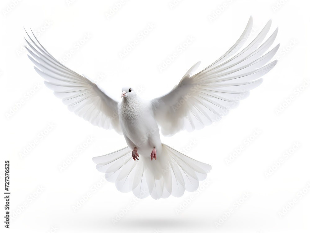 Dove in Flight Freedom and Hope Isolated on White Background AI Generated Dove in Flight Freedom and Hope Isolated on White Background AI Generated