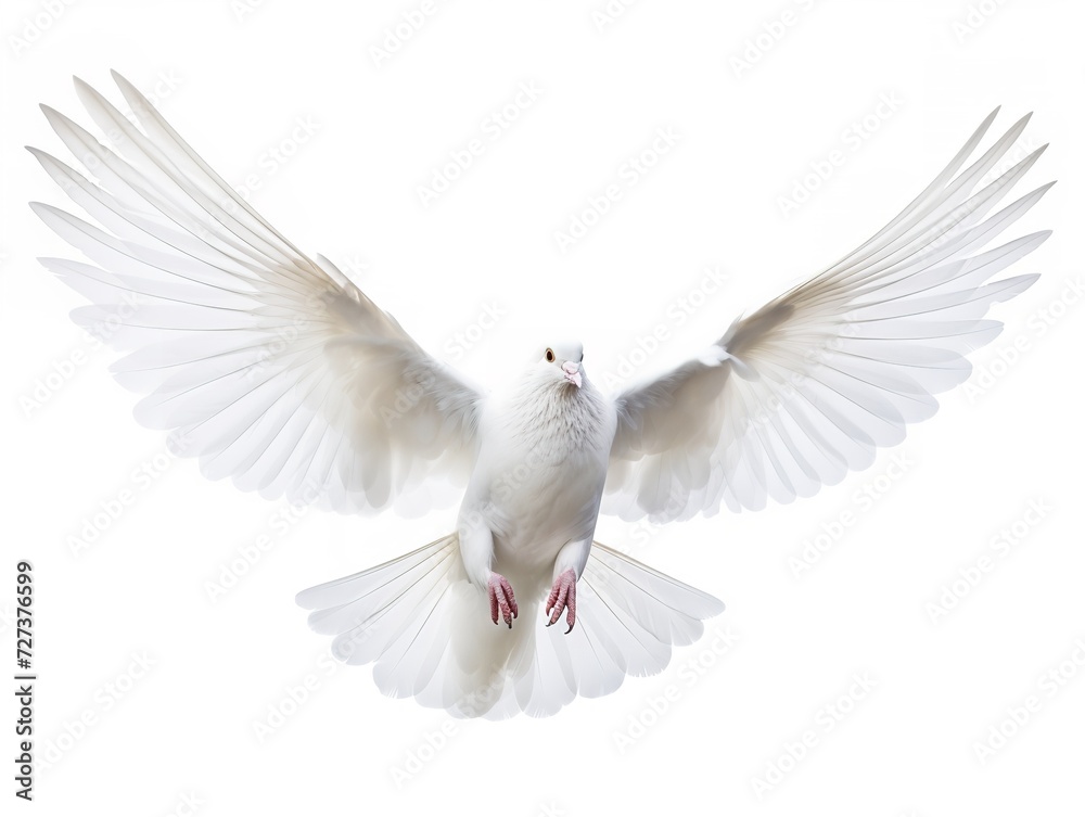 Dove in Flight Freedom and Hope Isolated on White Background AI Generated Dove in Flight Freedom and Hope Isolated on White Background AI Generated