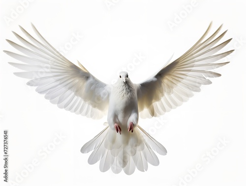 Dove in Flight Freedom and Hope Isolated on White Background AI Generated