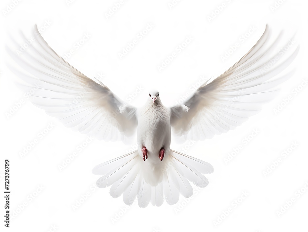 Dove in Flight Freedom and Hope Isolated on White Background AI Generated