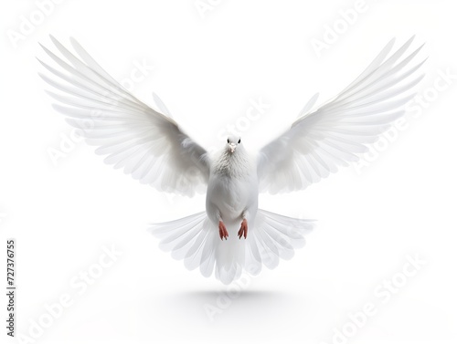 Dove in Flight Freedom and Hope Isolated on White Background AI Generated