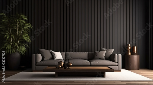 Home mockup modern dark home interior background