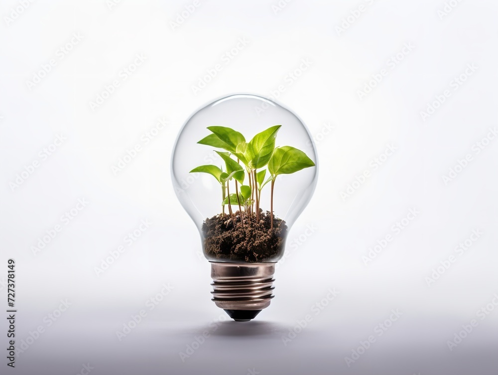 Lightbulb with Plant Growing Inside Innovation and Growth Isolated on White Background AI Generated Lightbulb with Plant Growing Inside Innovation and Growth Isolated on White Background AI Generated
