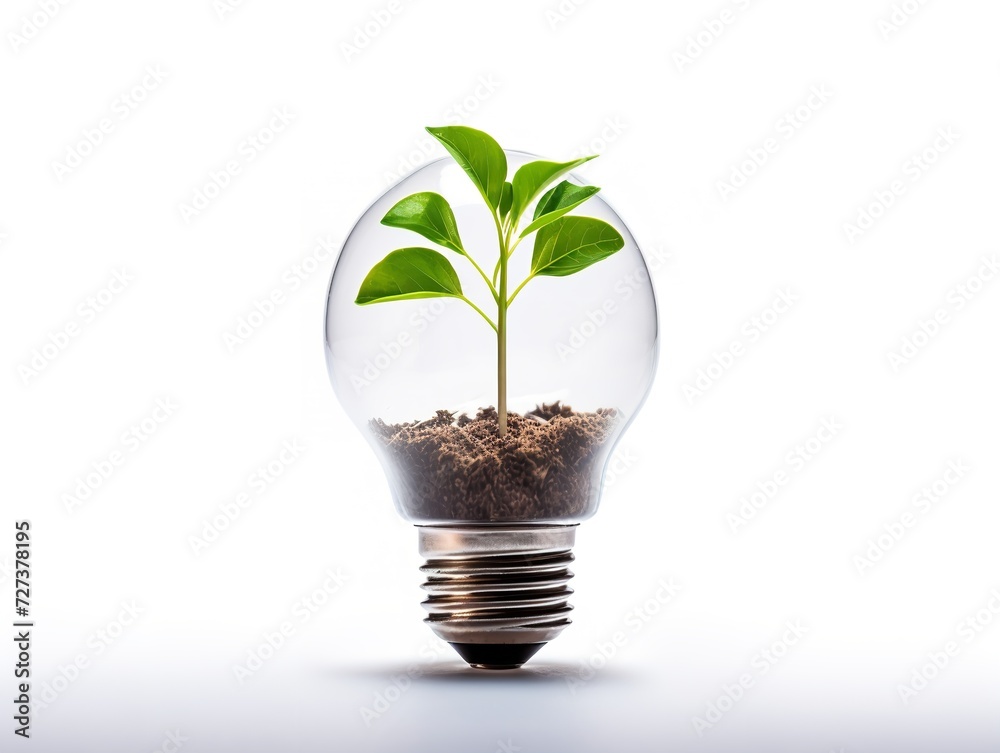 Lightbulb with Plant Growing Inside Innovation and Growth Isolated on White Background AI Generated Lightbulb with Plant Growing Inside Innovation and Growth Isolated on White Background AI Generated