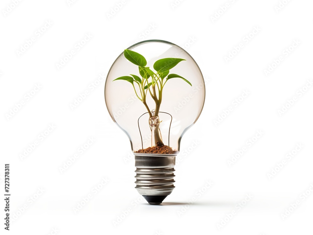 Lightbulb with Plant Growing Inside Innovation and Growth Isolated on White Background AI Generated Lightbulb with Plant Growing Inside Innovation and Growth Isolated on White Background AI Generated