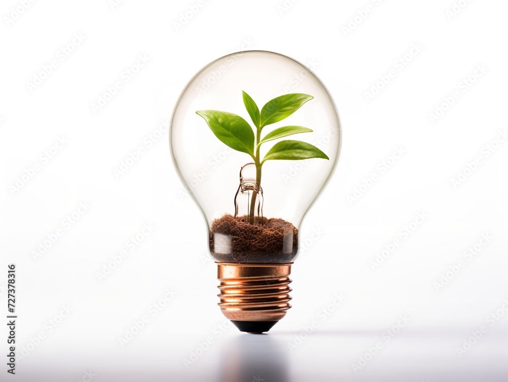 Lightbulb with Plant Growing Inside Innovation and Growth Isolated on White Background AI Generated Lightbulb with Plant Growing Inside Innovation and Growth Isolated on White Background AI Generated