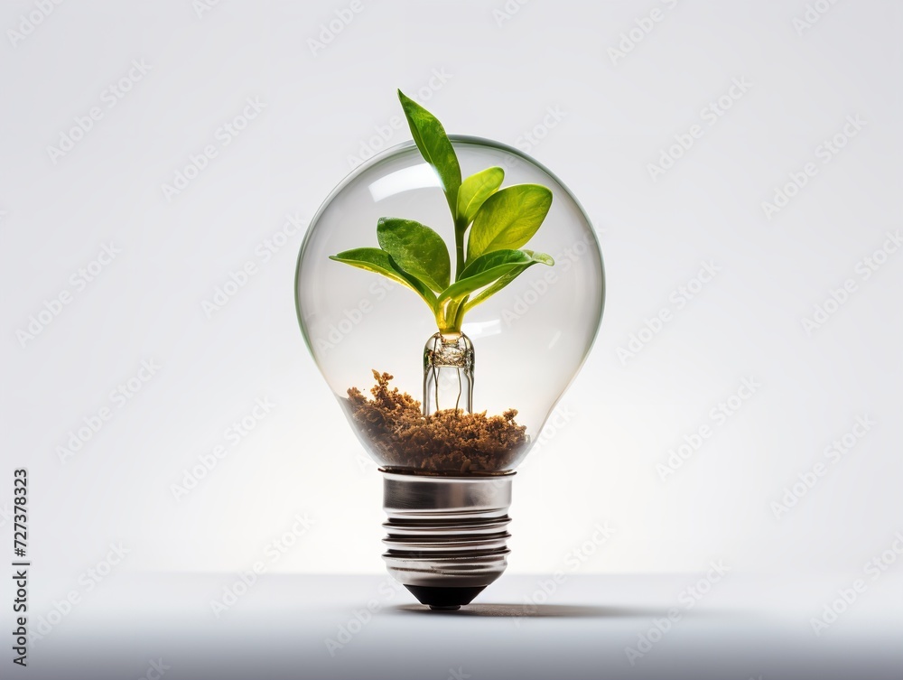 Lightbulb with Plant Growing Inside Innovation and Growth Isolated on White Background AI Generated Lightbulb with Plant Growing Inside Innovation and Growth Isolated on White Background AI Generated