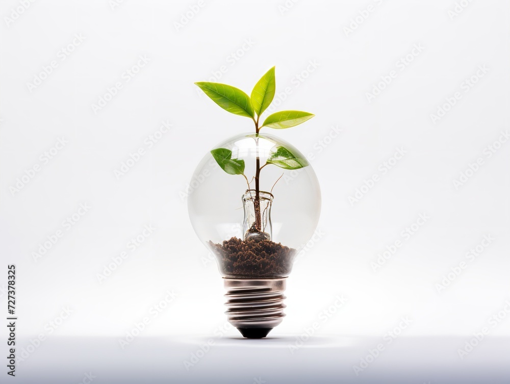 Lightbulb with Plant Growing Inside Innovation and Growth Isolated on White Background AI Generated Lightbulb with Plant Growing Inside Innovation and Growth Isolated on White Background AI Generated