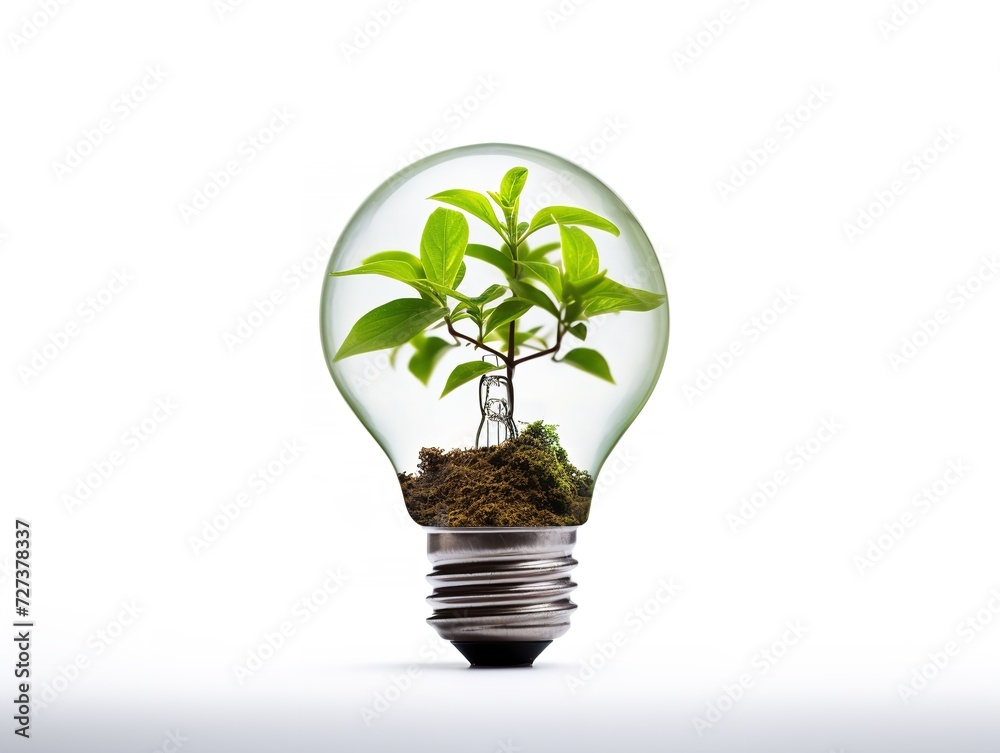 Lightbulb with Plant Growing Inside Innovation and Growth Isolated on White Background AI Generated Lightbulb with Plant Growing Inside Innovation and Growth Isolated on White Background AI Generated