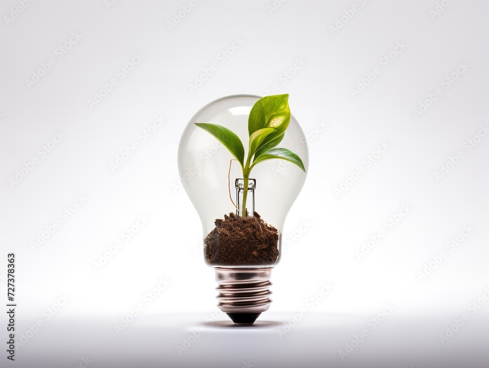 Lightbulb with Plant Growing Inside Innovation and Growth Isolated on White Background AI Generated Lightbulb with Plant Growing Inside Innovation and Growth Isolated on White Background AI Generated