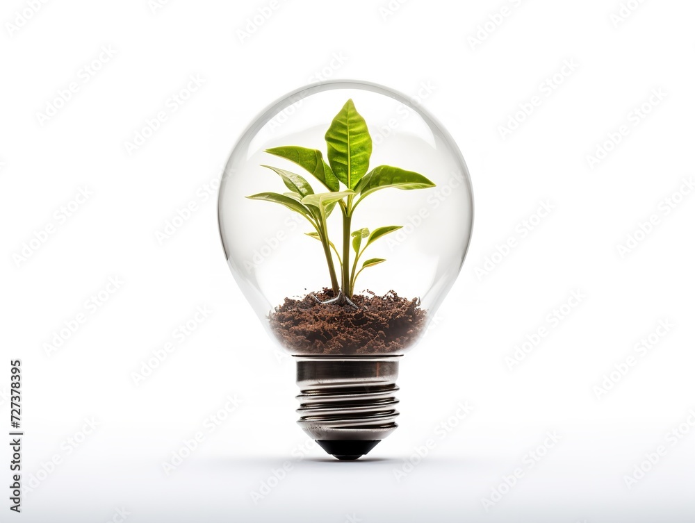 Lightbulb with Plant Growing Inside Innovation and Growth Isolated on White Background AI Generated Lightbulb with Plant Growing Inside Innovation and Growth Isolated on White Background AI Generated
