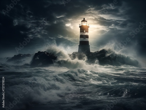 Lighthouse Shining Beam Guidance and Hope Isolated on White Background AI Generated © VisualMarketplace