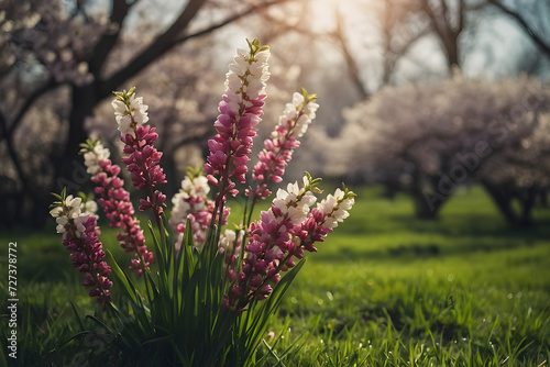 Concept photo of spring flowers, floral background, spring wallpaper photo
