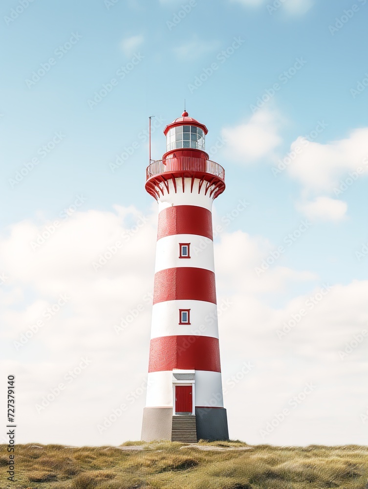 Lighthouse Shining Beam Guidance and Hope Isolated on White Background AI Generated