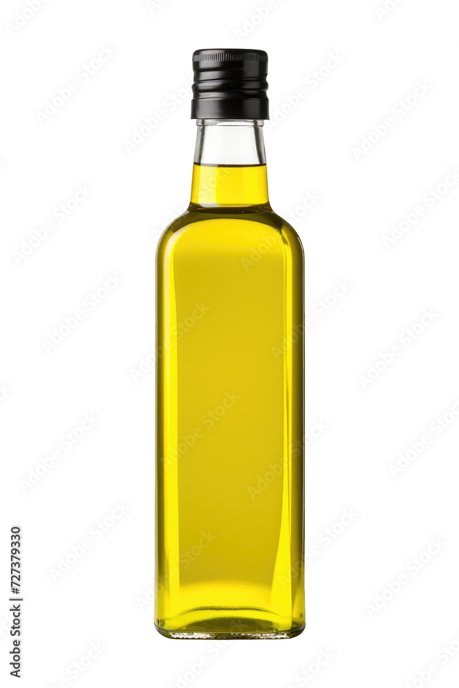 Mock-up olive oil glass bottle without label on a cutout PNG transparent background Mock-up olive oil glass bottle without label on a cutout PNG transparent background