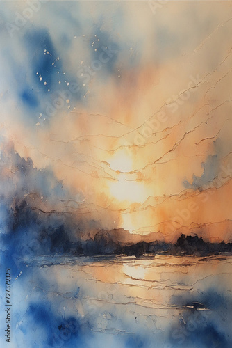 Watercolor Sunrise Serenity ,Morning Glow