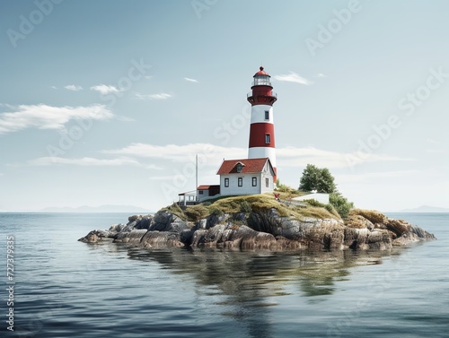 Lighthouse Shining Beam Guidance and Hope Isolated on White Background AI Generated