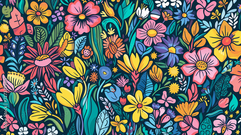 Spring nature doodle background image. Drawing in the theme of spring and flowers. Spring nature doodle background image. Drawing in the theme of spring and flowers.