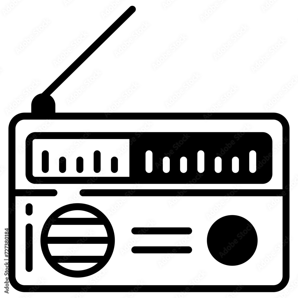 Fototapeta premium Radio glyph and line vector illustrations