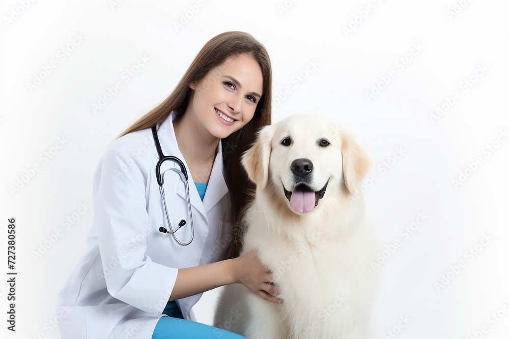 veterinar with dog. AI Generative.