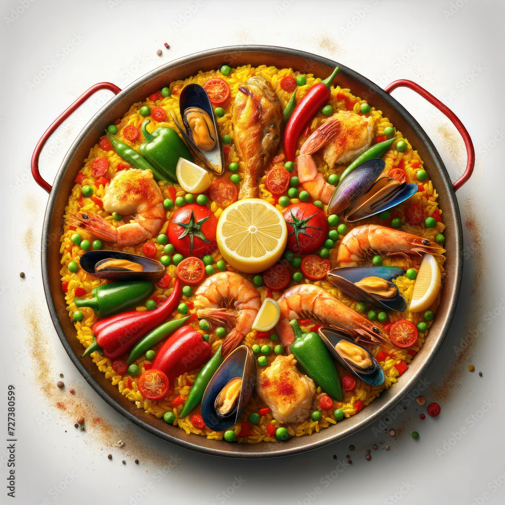 Paella isolated on white background Paella isolated on white background