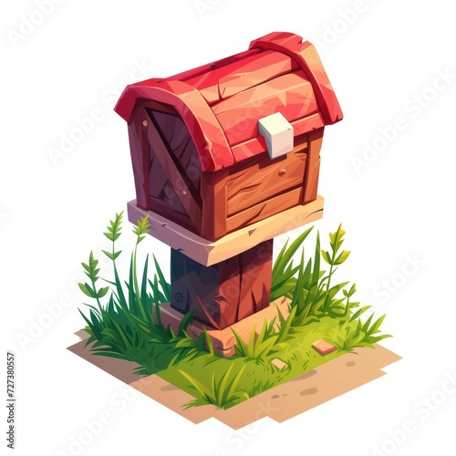 Isometric low-poly mailbox, featuring cartoon-style design and simplified details, created specifically for a mobile game map.
 photo