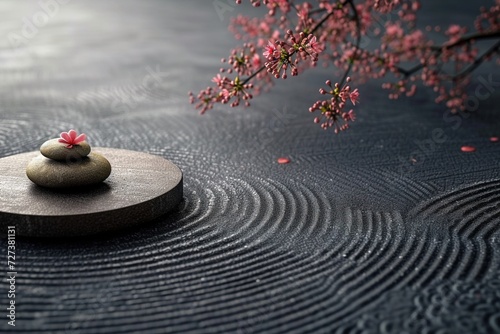 A serene and simplistic scene of nature's balance, with a stack of rocks resting atop the soft grains of sand.