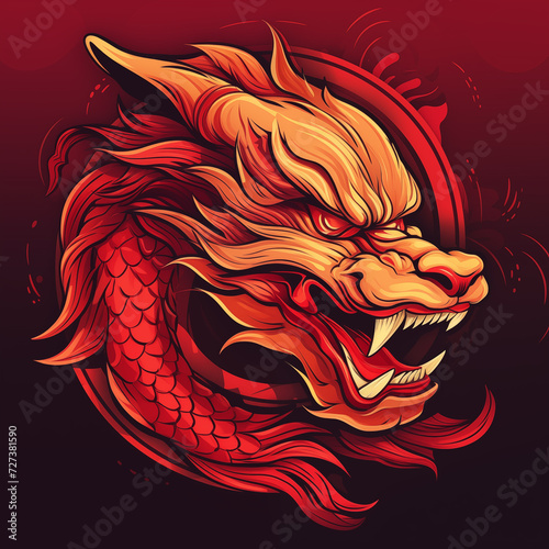 traditional red chinese dragon for chinese new year 2024  chinese logo  chinese lucky dragon symbol  L  hng  ry             yong       mungkorn                            r   ng  generative AI