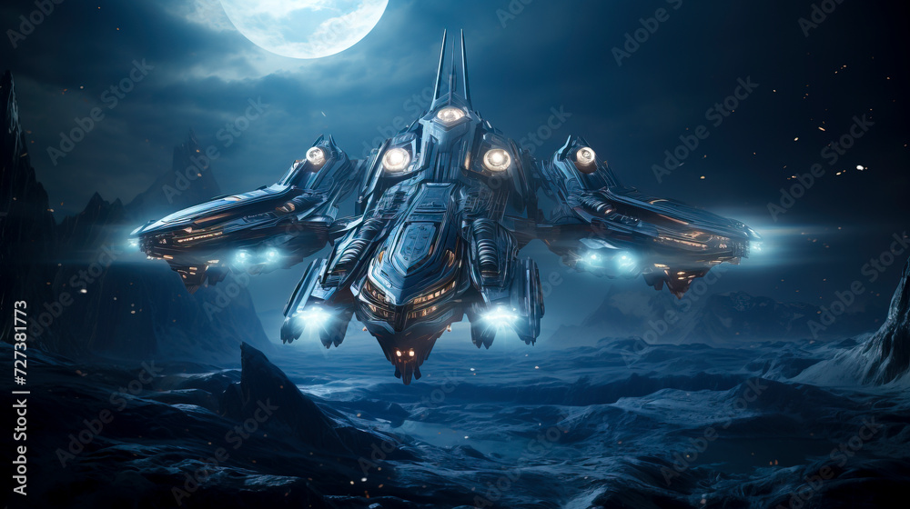 Naklejka premium Dystopian Empire Fleet Command Center created with Generative AI technology